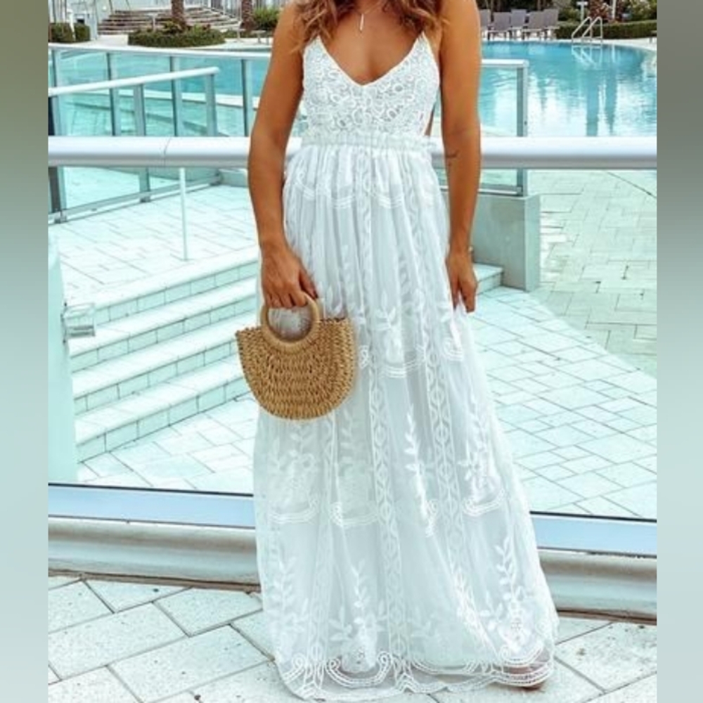 Backless white dress